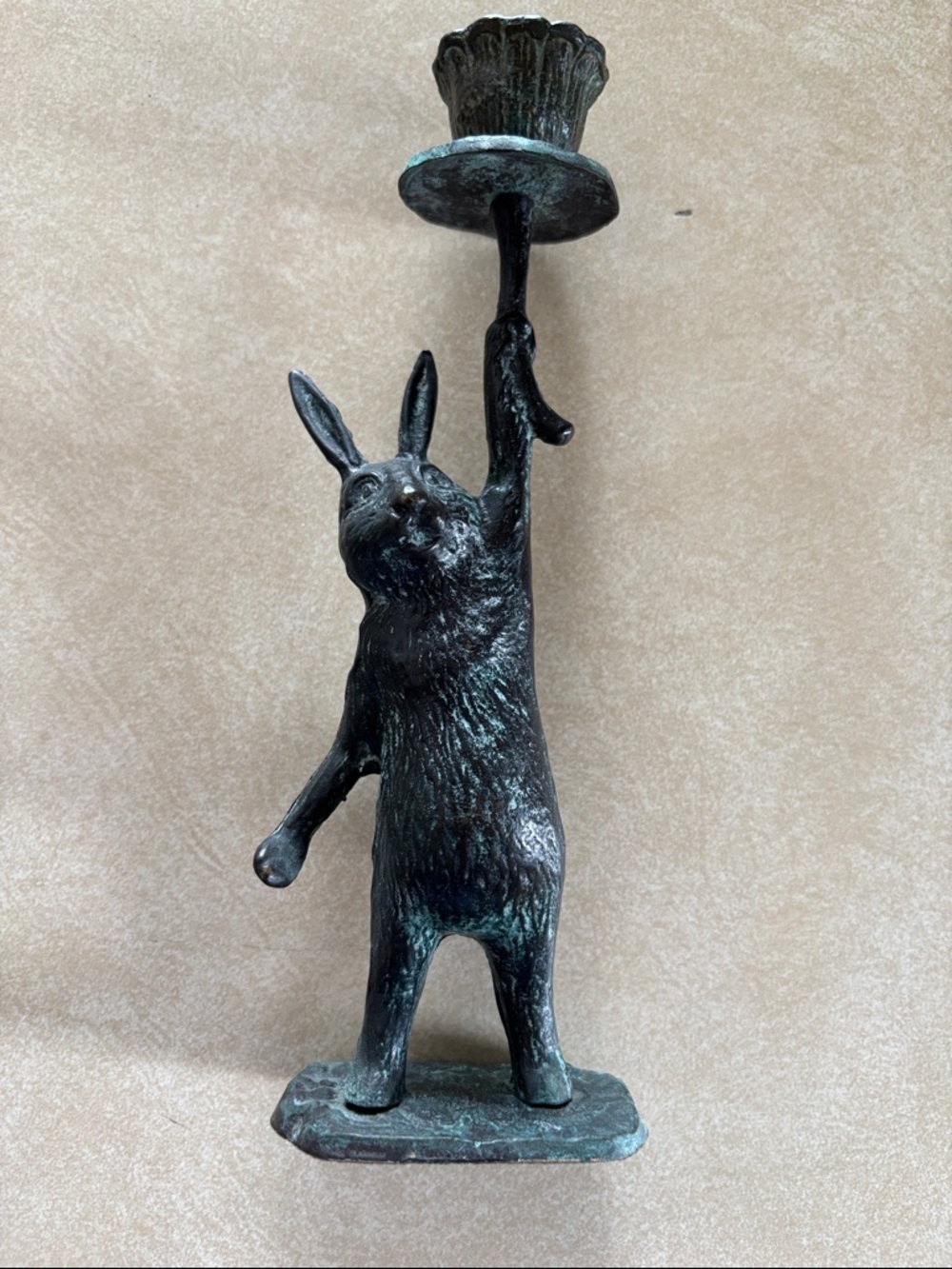 Vintage Andrea by Sadek Cast Metal Bunny Candle Holder